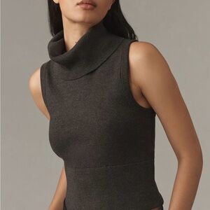Pilcro Sleeveless Turtleneck Knit Top - Charcoal